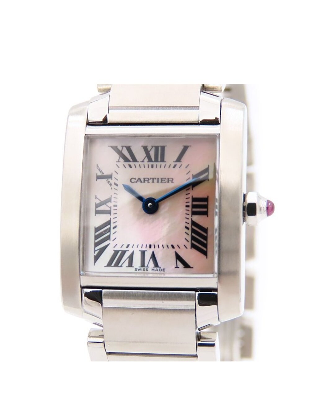 Cartier Tank Francaise SM SS Pink Shell Dial Watch Quartz Battery Replacement